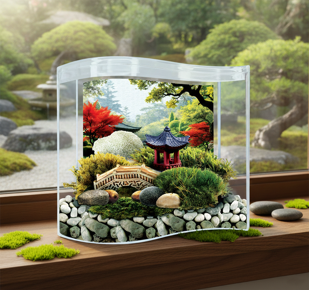 Bonsai Moss & Rock Garden Wave Terrarium