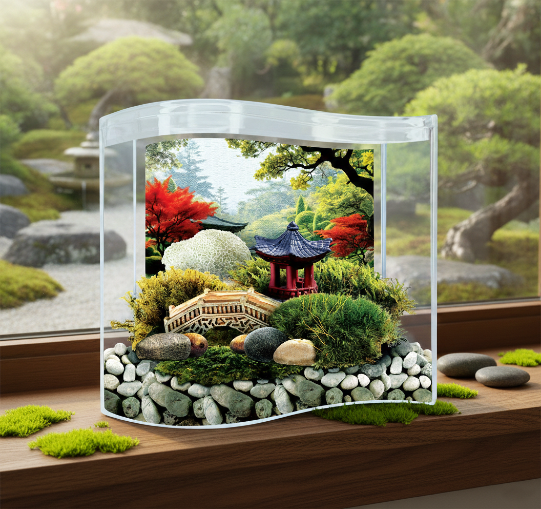 Bonsai Moss & Rock Garden Wave Terrarium